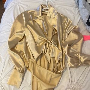 Gold two piece fashion nova set silky size medium